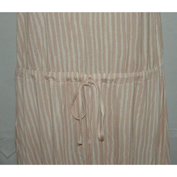 NEW NWT Tan Striped Sz Small Drawstring Waist Soft Stretchy Knee Length Dress - Picture 3 of 5
